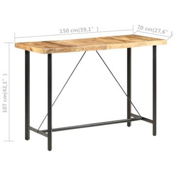 Bar Table 150x70x107 cm Rough Mango Wood