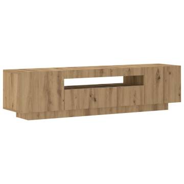  TV Cabinet with LED Lights Artisan Oak 160x35x40 cm Engineered Wood