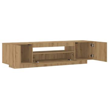  TV Cabinet with LED Lights Artisan Oak 160x35x40 cm Engineered Wood