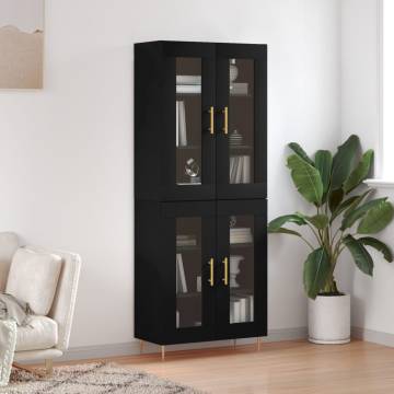  Highboard Black 69.5x34x180 cm Engineered Wood