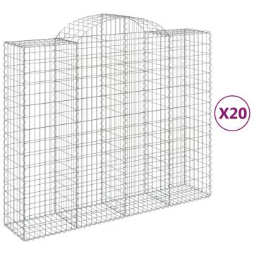 Arched Gabion Baskets 20 pcs 200x50x160/180 cm Galvanised Iron