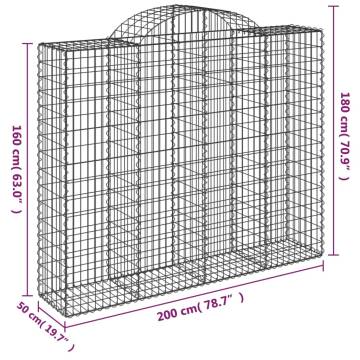 Arched Gabion Baskets 20 pcs 200x50x160/180 cm Galvanised Iron