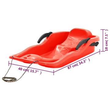  Sledge with Brakes Red 87x40x18 cm Polypropylene