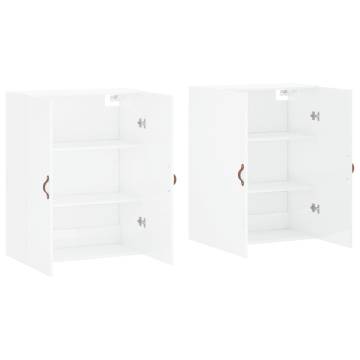 Wall Mounted Cabinets 2 pcs High Gloss White 69.5x34x90 cm