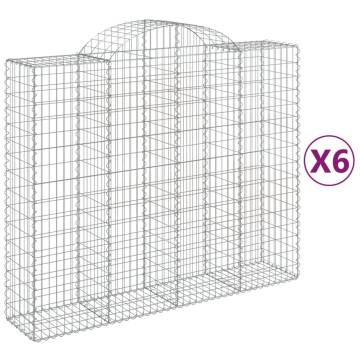 Arched Gabion Baskets 6 pcs 200x50x160/180 cm Galvanised Iron