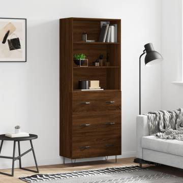 Highboard Brown Oak 69.5x34x180 cm Engineered Wood