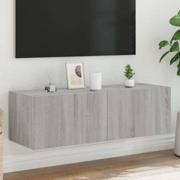 TV Wall Cabinet with LED Lights Grey Sonoma 100x35x31 cm