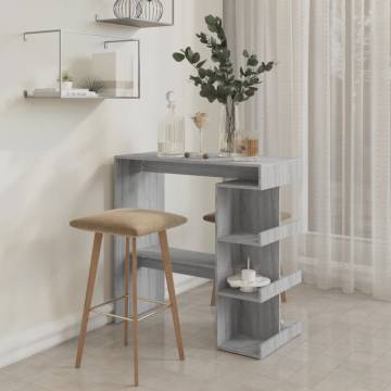 Bar Table with Storage Rack Grey Sonoma 100x50x101.5 cm