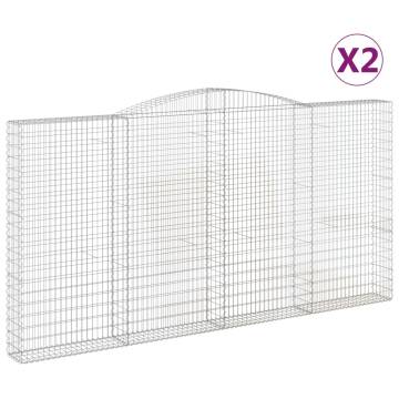 Arched Gabion Baskets 2 pcs 400x30x200/220 cm Galvanised Iron