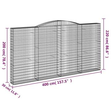 Arched Gabion Baskets 2 pcs 400x30x200/220 cm Galvanised Iron