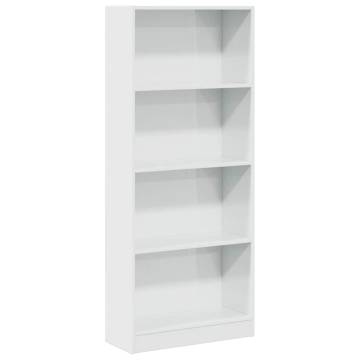  Bookcase High Gloss White 60x24x143 cm Engineered Wood