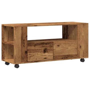  TV Cabinet with Wheels Old Wood 102x34.5x43 cm Engineered Wood