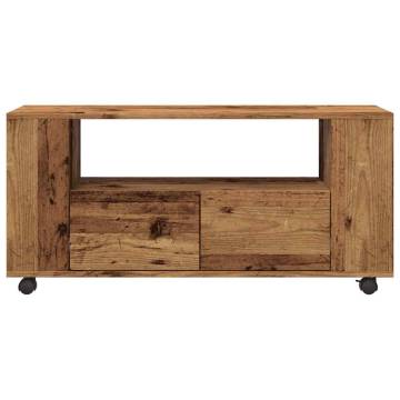  TV Cabinet with Wheels Old Wood 102x34.5x43 cm Engineered Wood