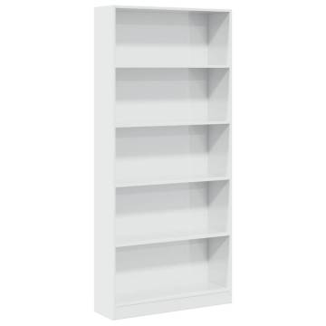  Bookcase High Gloss White 80x24x176 cm Engineered Wood