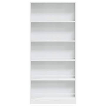  Bookcase High Gloss White 80x24x176 cm Engineered Wood