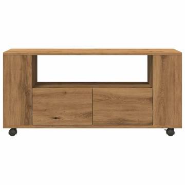  TV Cabinet with Wheels Artisan Oak 102x34.5x43 cm Engineered Wood