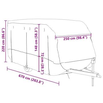  Caravan Cover Grey 670x250x220 cm Non-woven Fabric