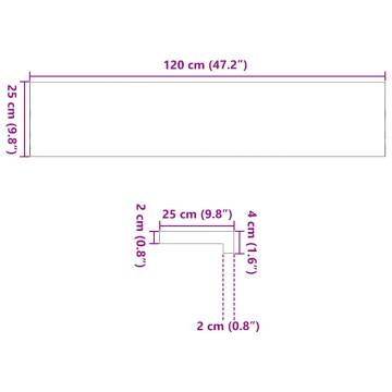  Window Sills 2 pcs Untreated 120x25x2 cm Solid Wood Oak