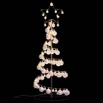  Christmas Tree Light Cone with Baubles 80 LEDs Warm White 120 cm