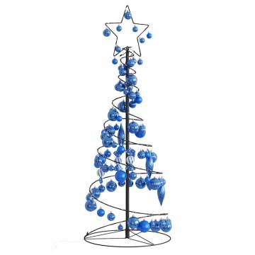  Christmas Tree Light Cone with Baubles 80 LEDs Warm White 120 cm