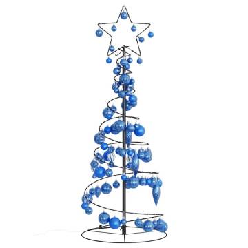  Christmas Tree Light Cone with Baubles 80 LEDs Warm White 120 cm