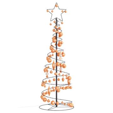  Christmas Tree Light Cone with Baubles 100 LEDs Warm White 150 cm