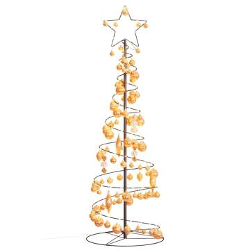  Christmas Tree Light Cone with Baubles 100 LEDs Warm White 150 cm