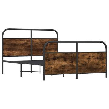  Metal Bed Frame without Mattress Smoked Oak 137x190 cm