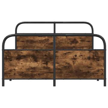  Metal Bed Frame without Mattress Smoked Oak 137x190 cm