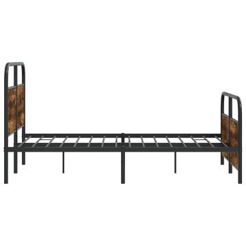  Metal Bed Frame without Mattress Smoked Oak 137x190 cm