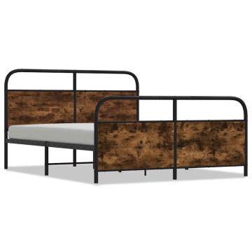  Metal Bed Frame without Mattress Smoked Oak 193x203 cm