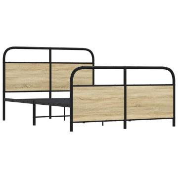  Metal Bed Frame without Mattress Sonoma Oak 140x190 cm