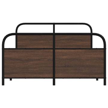  Metal Bed Frame without Mattress Brown Oak 140x200 cm