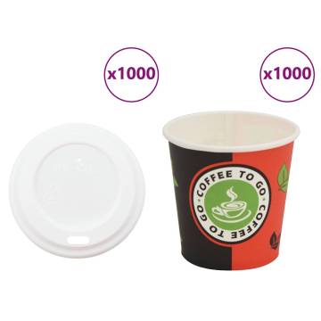  Paper Coffee Cups with Lids 1000 pcs 4oz 120ml