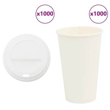  Paper Coffee Cups with Lids 1000 pcs 16oz 400ml