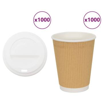  Paper Coffee Cups with Lids 1000 pcs 16oz 400ml