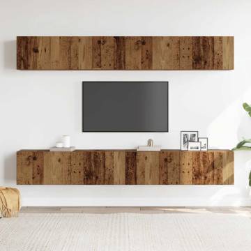  Wall Mounted TV Cabinets 4 pcs Old Wood 100x30x30 cm