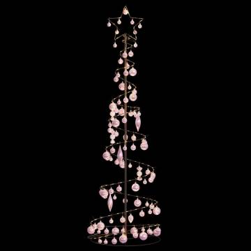  Christmas Tree Light Cone with Baubles 120 LEDs Warm White 180 cm