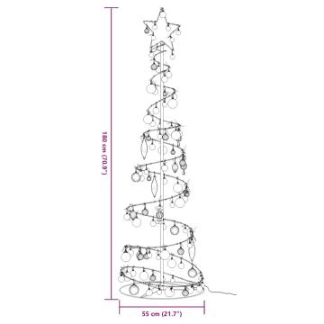  Christmas Tree Light Cone with Baubles 120 LEDs Warm White 180 cm