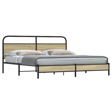  Metal Bed Frame without Mattress Sonoma Oak 200x200 cm