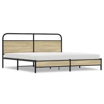  Metal Bed Frame without Mattress Sonoma Oak 200x200 cm