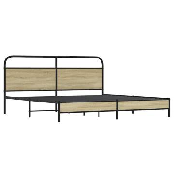  Metal Bed Frame without Mattress Sonoma Oak 200x200 cm