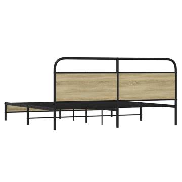  Metal Bed Frame without Mattress Sonoma Oak 200x200 cm