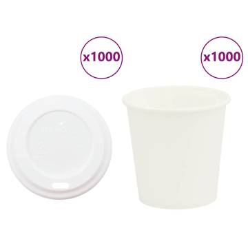  Paper Coffee Cups with Lids 1000 pcs 4oz 100ml