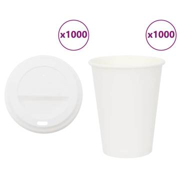  Paper Coffee Cups with Lids 1000 pcs 12oz 300ml