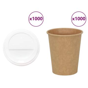  Paper Coffee Cups with Lids 1000 pcs 8oz 200ml