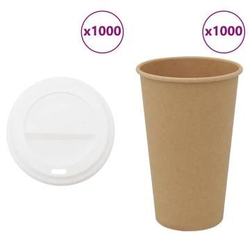  Paper Coffee Cups with Lids 1000 pcs 16oz 400ml