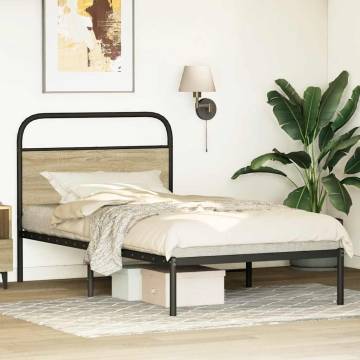  Bed Frame Without Mattress 100x190 cm Sonoma Oak Engineered Wood