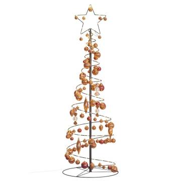  Christmas Tree Light Cone with Baubles 100 LEDs Warm White 150 cm