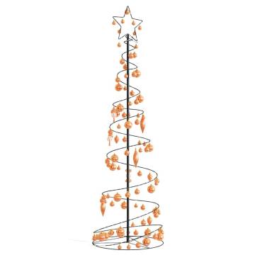  Christmas Tree Light Cone with Baubles 120 LEDs Warm White 180 cm